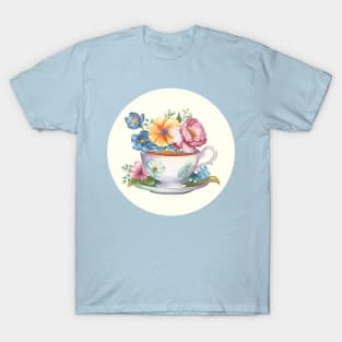 Whimsical Teacup With Flowers T-Shirt